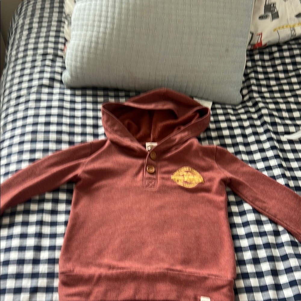 Kids Maroon Hoodie with Button Detail